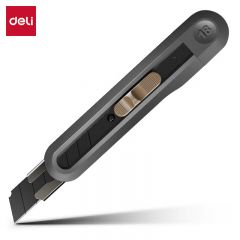 得力（deli） NS062 纽赛大号美工刀壁纸刀裁纸刀 办公用品 尾部自带折刀器 深灰色