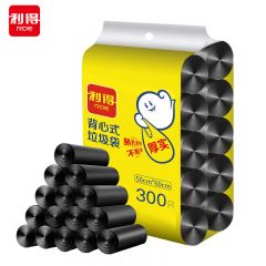 利得  家用背心式大号手提家用办公垃圾袋300只 50cm*60cm  黑色