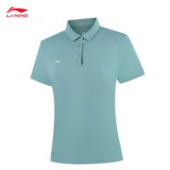 李宁（LI-NING） APLV136-5女士舒适透气亲肤吸汗短袖POLO上衣幽泉绿L码