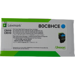 利盟（Lexmark）80C8HCE青色碳粉盒 (适用CX410de CX510de/dhe机型) 约3000页