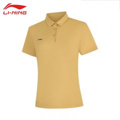 李宁（LI-NING） APLV136-6女士舒适透气短袖POLO亲肤吸汗上衣土黄色S码