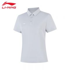 李宁（LI-NING） APLV028-11女士舒适透气短袖POLO衫速干T恤静灰色3XL码