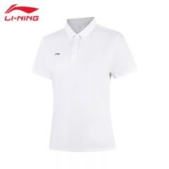 李宁（LI-NING） APLV496-1女士舒适透气短袖POLO衫亲肤吸汗上衣标准白L码
