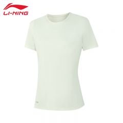 李宁（LI-NING） ATSV088-6跑步舒适透气女款短袖T恤柔水绿S码