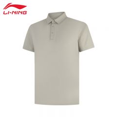 李宁（LI-NING） APLV131-1男士舒适透气短袖POLOT恤简约日常通勤驼灰色XL码