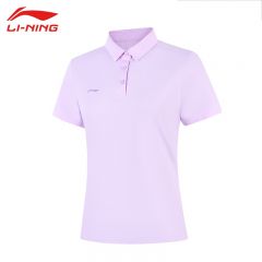 李宁（LI-NING） APLV028-13女士舒适透气短袖POLO衫速干T恤冷凝紫M码