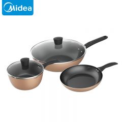 美的（Midea） MP-SL0303锅具套装厨具烹饪组合家用电磁炉燃气不粘锅炒锅奶锅煎锅
