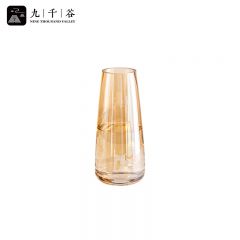 九千谷 欧式花瓶玻璃轻奢电镀 富贵竹花瓶客厅插仿真花摆件干花鲜花水培容器装饰简约 琥珀色4832
