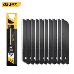 得力（deli） DL-DP183  8刀头SK4合金钢美工刀片/墙纸刀壁纸刀裁纸刀片 10片黑刃18mm