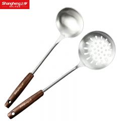 上亨（shangheng） 不锈钢汤勺+漏勺 实木手柄304食品级厨具厨房用品SHZH-CFGJ001