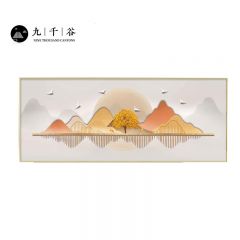 九千谷 卧室装饰画晶瓷镶钻现代轻奢主卧次卧床头背景墙遮挡壁画挂画50*160cm黑框9059