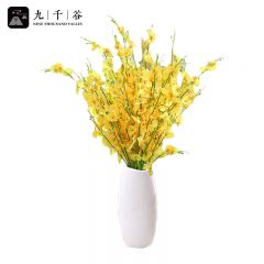 九千谷 跳舞兰仿真花假花客厅玄关北欧风装饰摆件85cm10支装带花瓶4664