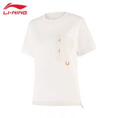 李宁（LI-NING） AHSU502-2女士短袖文化衫舒适透气女款上衣乳白色3XL码