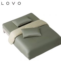 LOVO罗莱生活 100S支长绒棉贡缎四件套床单款柔光缎草绿1.8米床被套220*240cm