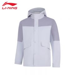 李宁（LI-NING） 防风保暖男款运动风衣AFDUA13-6曙灰色鸽子灰S