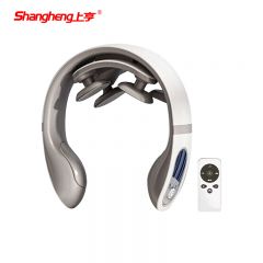 上亨（shangheng） 颈椎按摩器多功能肩颈部按摩仪热敷脉冲脖子神器智能办公室家用揉捏护颈仪带遥控器【多种模式+恒温护理+低频脉冲】SHZH-021白色