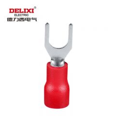 德力西电气电料辅材 电器辅材 电气仪表  SV冷压端子铜线耳鼻 SV1.25-3叉形预绝缘端头 红 0.6mm