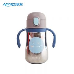 亚摩斯（AMOS） AS-TIXY350钛儿童学饮杯内外纯钛儿童保温杯带吸管宝宝水杯保鲜无异味