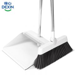 得力（deli）得心LQ580-扫把套装 灰色 扫把簸箕1套家用扫地扫帚两件套软毛笤帚梳齿型