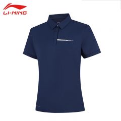 李宁（LI-NING） APLV106-6女士冰感舒适透气短袖亲肤顺滑T恤POLO航舰蓝3XL码