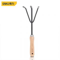 得力（deli） DL580823 便携式园艺三齿耙子榉木手柄