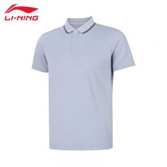 李宁（LI-NING） APLU191-10运动时尚舒适透气T恤吸湿排汗男款短袖POLP衫鸽子灰5XL码