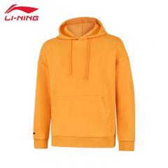 李宁（LI-NING） 柔软舒适保暖中性款套头连帽卫衣AWDUD09-6桔黄色XS