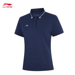 李宁（LI-NING） APLV060-8女士舒适透气亲肤吸汗短袖POLO上衣深航舰蓝3XL码