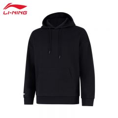 李宁（LI-NING） 柔软舒适保暖中性款套头连帽卫衣AWDUD09-1黑色XXL