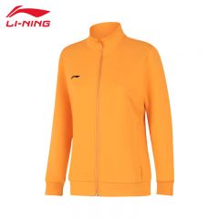 李宁（LI-NING） 柔软舒适保暖女款开衫无帽卫衣AWDUA76-6桔黄色L码