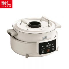 利仁（Liven） 智能吸油烟鸳鸯电火锅电煮锅分体式多功能锅家用不粘5.5升多用途锅料理锅QWHG-D5568 5.5L分体可拆+自带风机