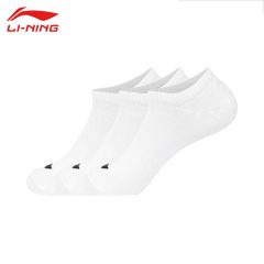 李宁（LI-NING） AWSU249-1男女同款运动隐形袜透气排汗三双装白/白/白L码
