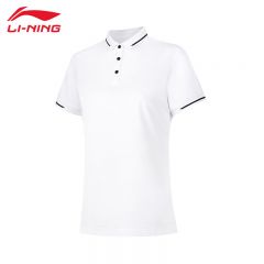 李宁（LI-NING） APLU206-1女士运动时尚舒适透气女款短袖POLP衫标准白3XL码
