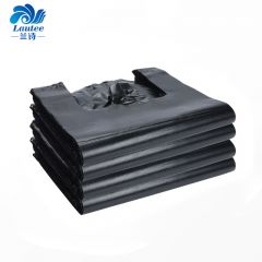 兰诗（LAUTEE） 黑色手提垃圾袋酒店商用背心垃圾袋  26*42cm*100只装