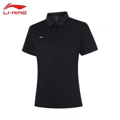 李宁（LI-NING） APLV496-4女士舒适透气短袖POLO衫亲肤上衣黑色L码