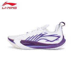 李宁（LI-NING） ABAV025-7男士篮球舒适透气专业比赛鞋标准白/矿紫色40码