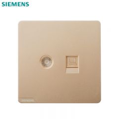西门子（SIEMENS） 5UH26353NC03 电视+电脑插座 家用墙面插座 (超5类) 皓彩系列 日曜金网络TV插座插口