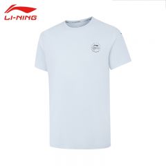 李宁（LI-NING） ATSV083-7男士跑步舒适透气男款短袖T恤民谣蓝XL码