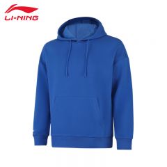 李宁（LI-NING） 柔软舒适保暖中性款套头连帽卫衣AWDUD09-4彩蓝色S