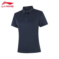 李宁（LI-NING） APLV488-3女士舒适透气短袖修身剪裁时尚POLO上衣外太空蓝3XL码
