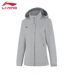 李宁（LI-NING） 防风保暖女款运动风衣AFDUA18-9月表灰XS
