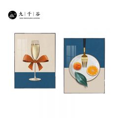 九千谷 餐厅装饰画现代轻奢卧室沙发客厅背景墙遮挡壁画挂画晶钻画40*60cm*2晶瓷镶钻画黑框9455