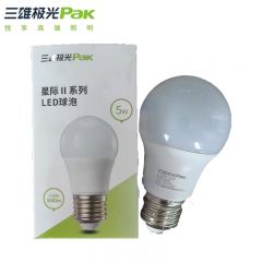 三雄极光 球泡 5W黄光PAK543044 LED灯泡高亮球泡球形灯厂房车间商超食堂