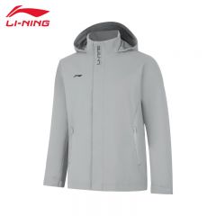 李宁（LI-NING） 防风保暖男款运动风衣AFDUA05-13月表灰S