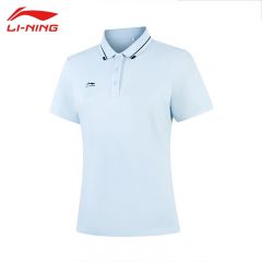李宁（LI-NING） APLV060-9女士舒适透气短袖POLO亲肤上衣民谣蓝3XL码