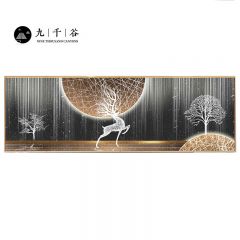 九千谷 卧室装饰画晶瓷镶钻现代轻奢主卧次卧床头背景墙遮挡壁画挂画40*160cm晶瓷镶钻画黑框9127