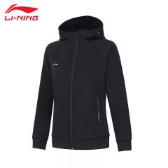 李宁（LI-NING） 柔软舒适保暖女款开衫连帽卫衣AWDT984-1黑色XS码