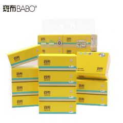 斑布（BABO）DTMR100E10-1 抽纸擦手纸竹浆纸可湿水抽纸纸巾天然无香3层100抽 10包*1提