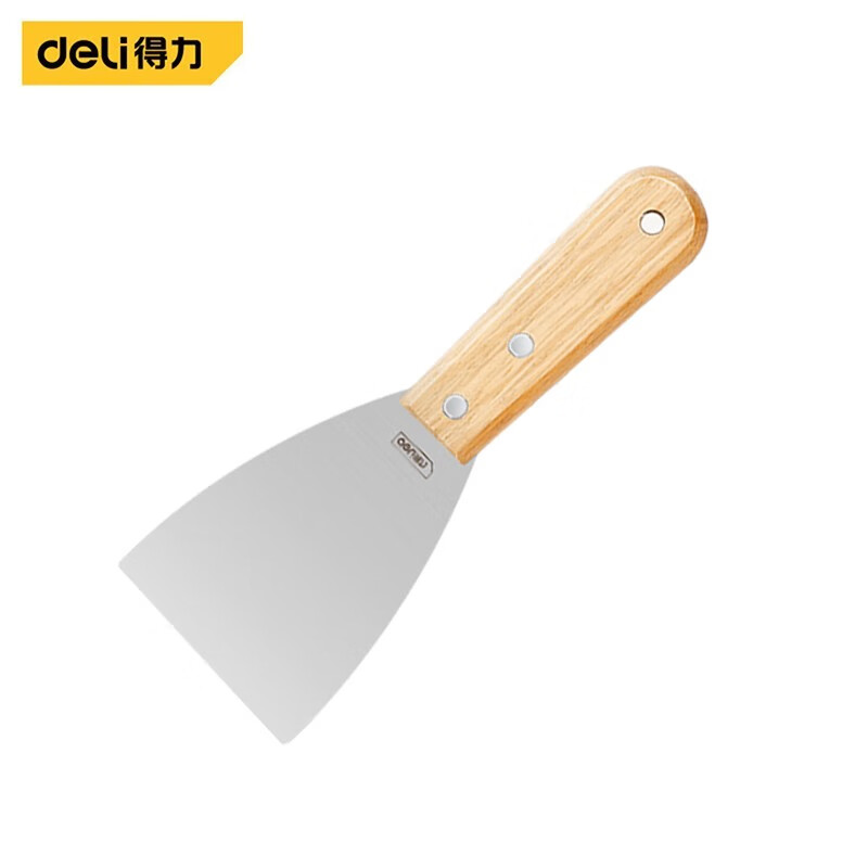 得力（deli）木柄不锈钢油灰刀清洁刮刀铲刀抹灰腻子刀3寸 DL-HD3C