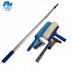 兰诗（LAUTEE） 擦玻璃伸缩杆玻璃刮 涂水器 保洁家政玻璃墙面清洁 玻璃擦刮水器 4件套 双节杆2.4米